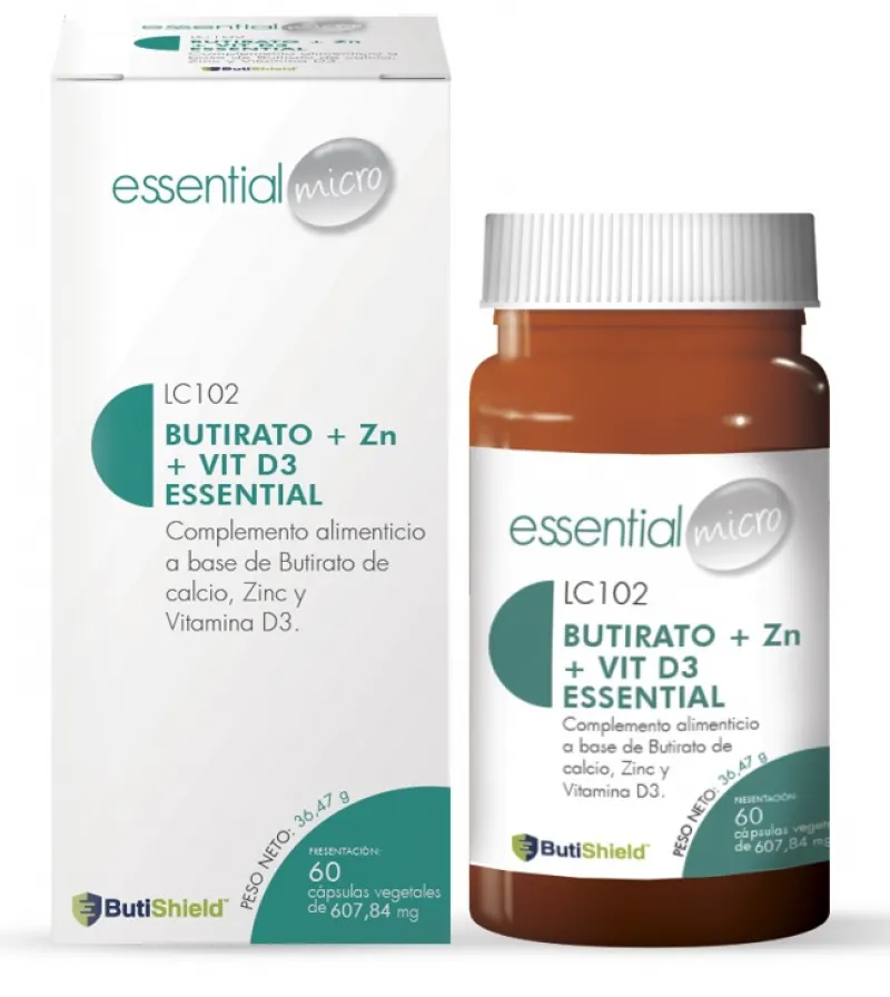  BUTIRATO + Zn + VIT D3 ESSENTIAL ESSENTIAL (60 cápsulas)-LC102
