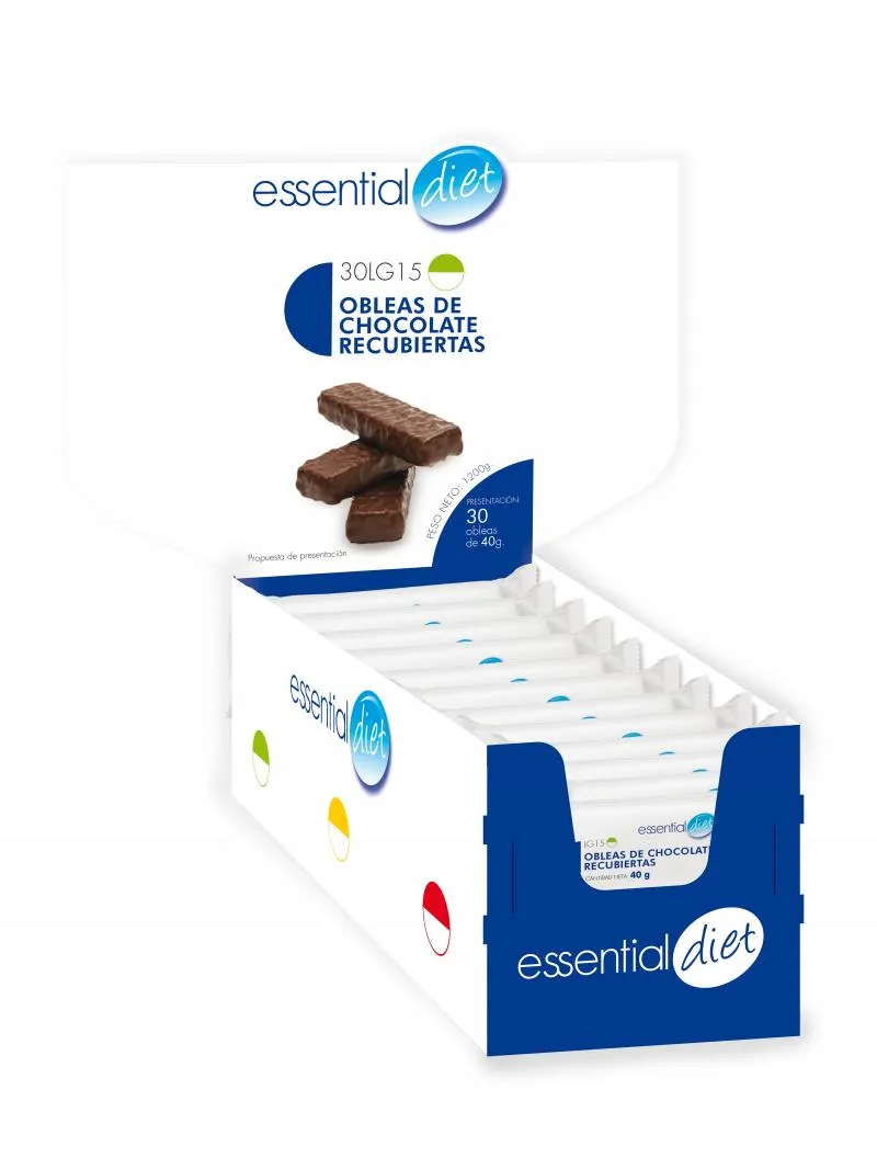 CAJA DE 30 OBLEAS DE CHOCOLATE RECUBIERTAS (30 raciones)-30LG15