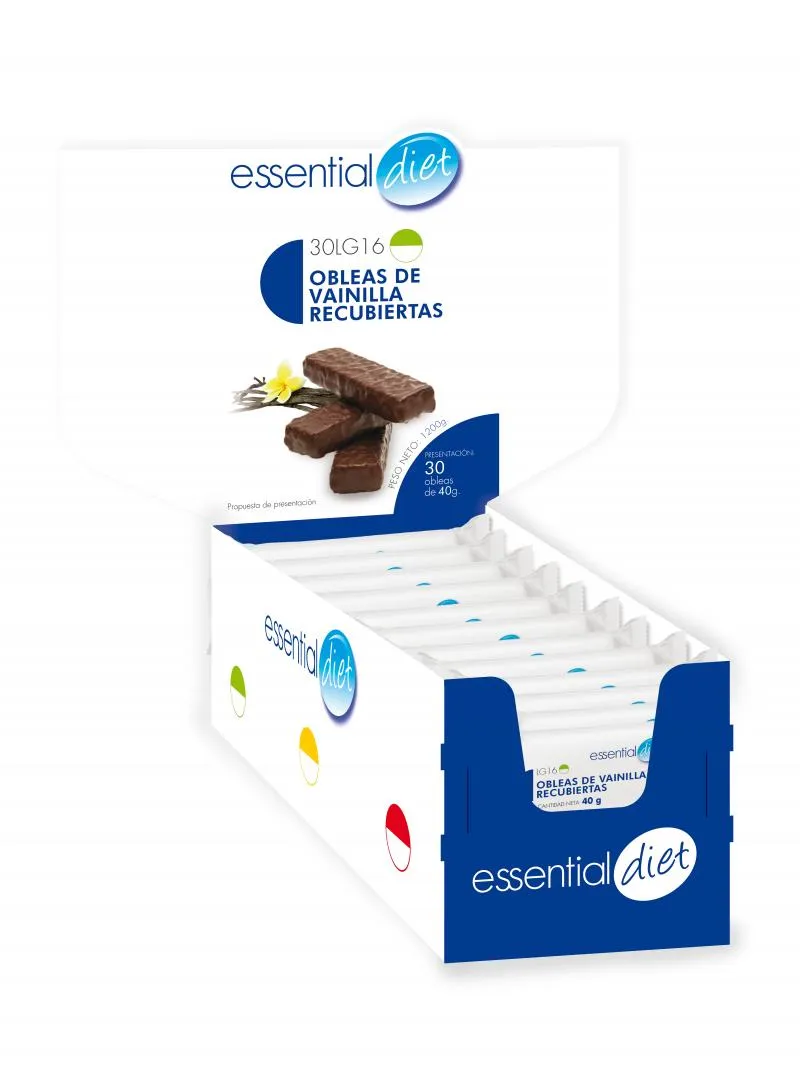 CAJA DE 30 OBLEAS DE VAINILLA RECUBIERTAS DE CHOCOLATE (30 raciones)-30LG16