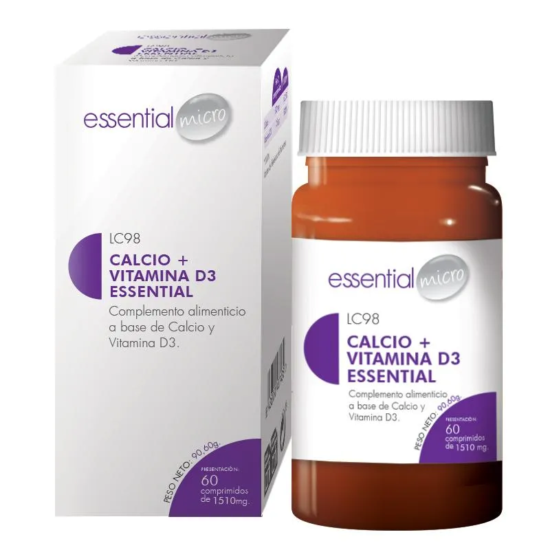CALCIO + VITAMINA D3 ESSENTIAL (60 cápsulas)-LC98